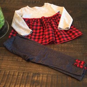 3T girl’s tunic plaid and pant set